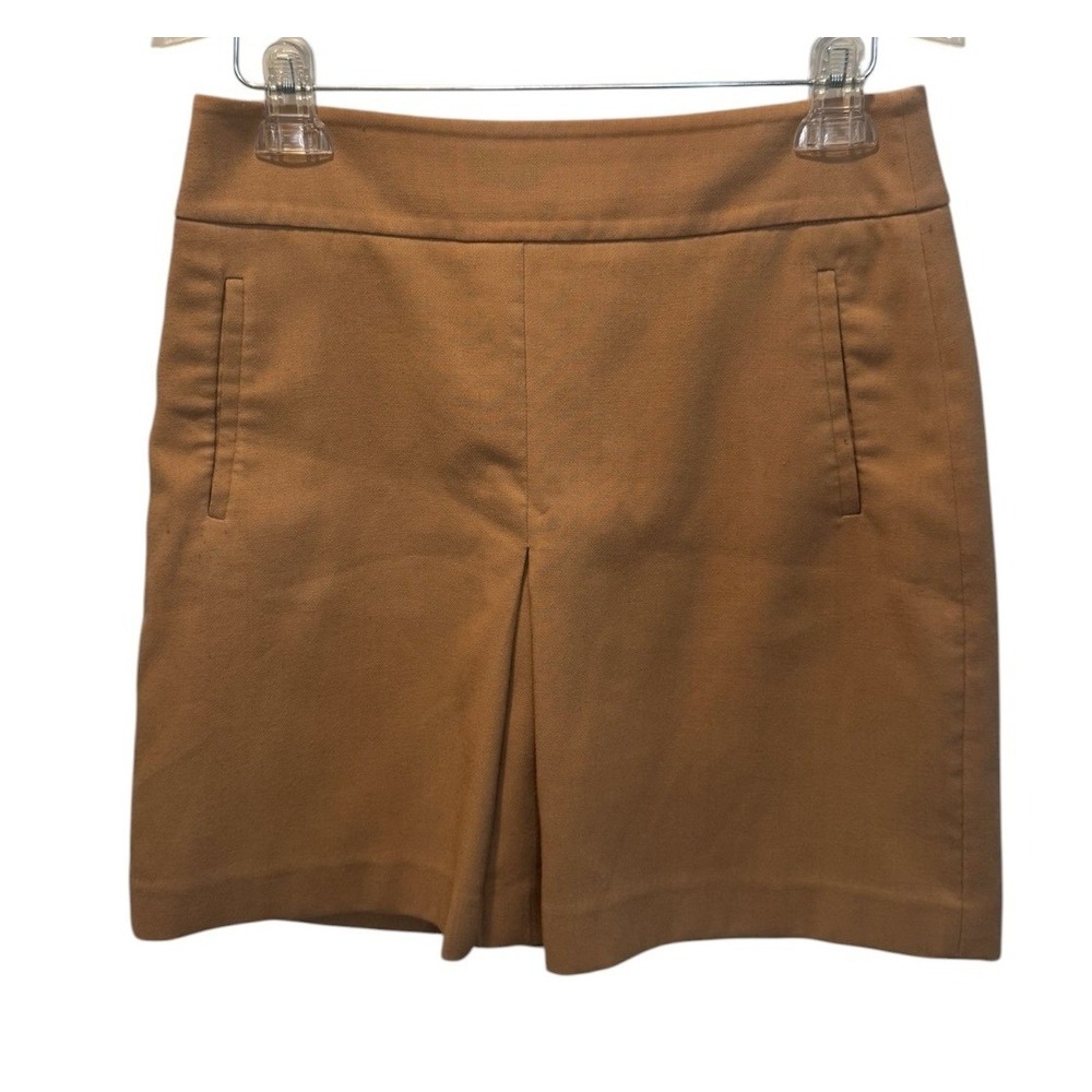Loft Womens Tan Camel Mini Pleated Skirt 6 Elevated Casual Office Capsule Chic